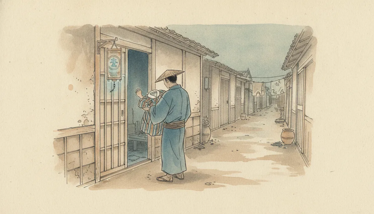 挿絵:十日ほどして、襟はきれいになって戻ってきた