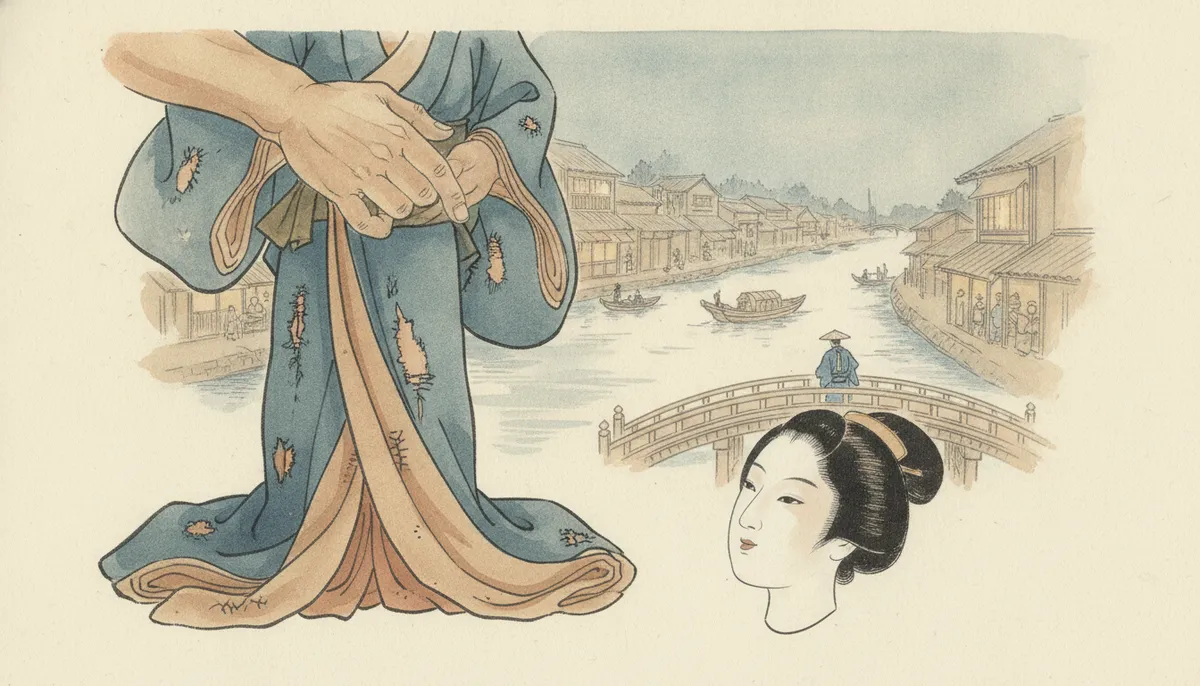 挿絵：「一人で遣うてた頃はな、この女形の裾も、遣い手が手首でちょいと押さえて済ませとっ