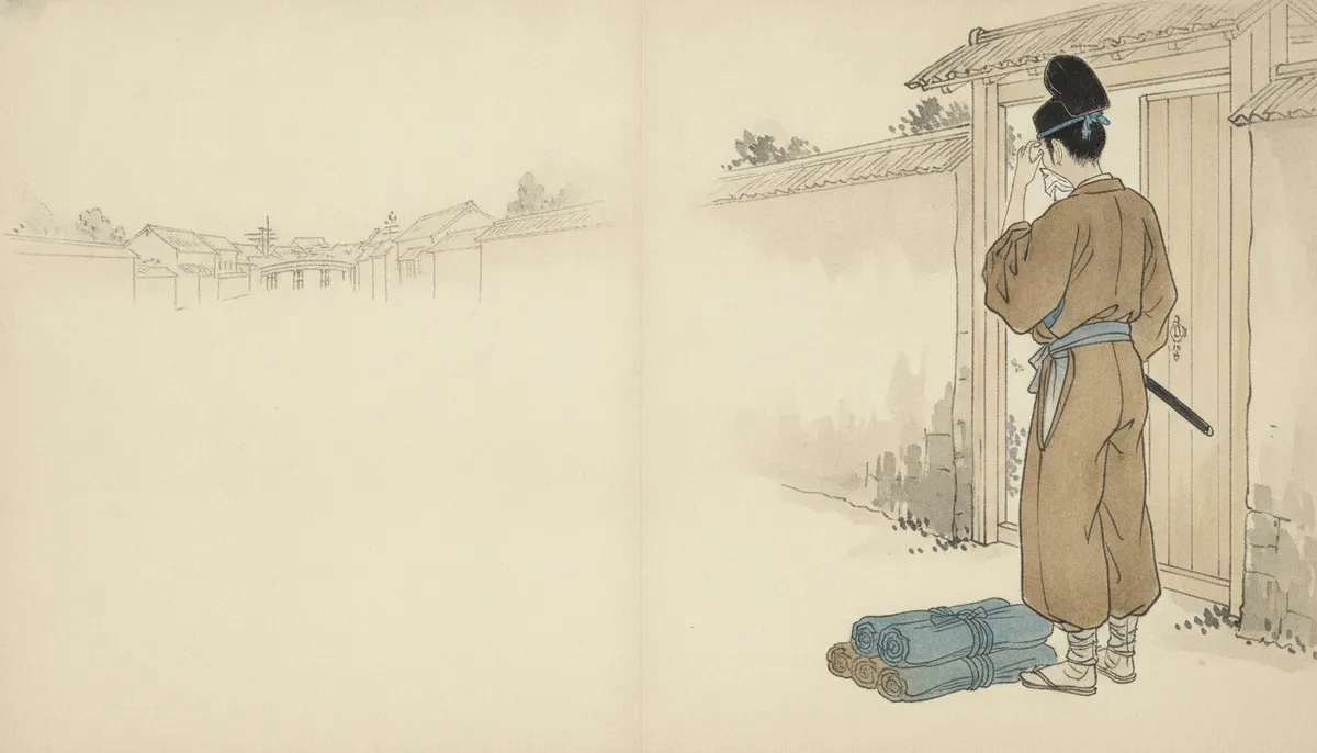 挿絵:ある日、烏帽子を初めてかぶる年頃になったという、ひょろりと背の高い若者が訪ねてき