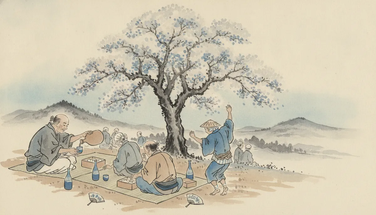 挿絵：「わしがな、おまえさんくらいの、若い時分にゃあ……桜ってのは、お武家か、よほどの