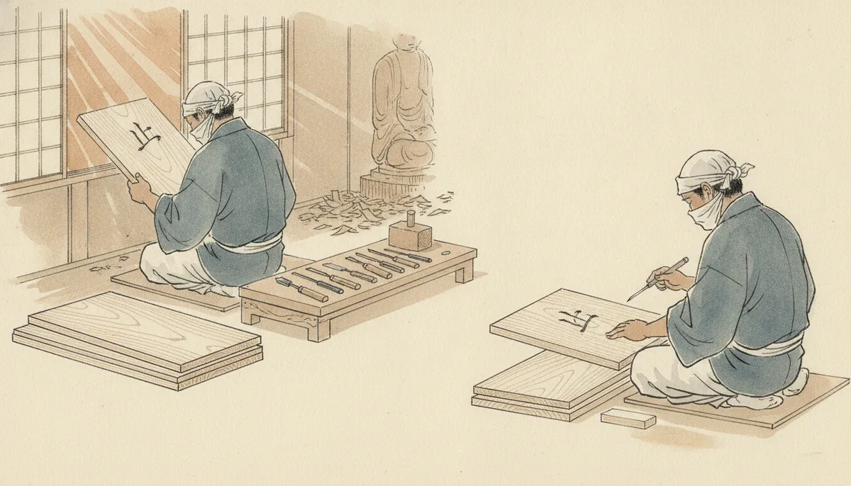 挿絵：白木の板が、工房に届いた