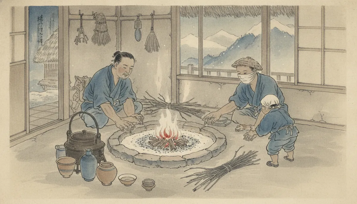 挿絵:その冬、おれはその炉で、飯を炊き、手をあぶり、夜には灯りにした