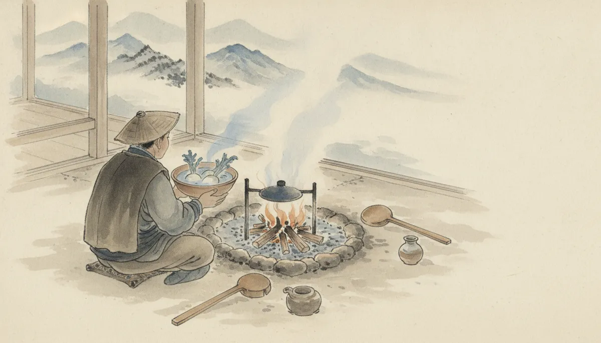 挿絵：その晩の汁は、その三年越しの味噌を溶いたものだった