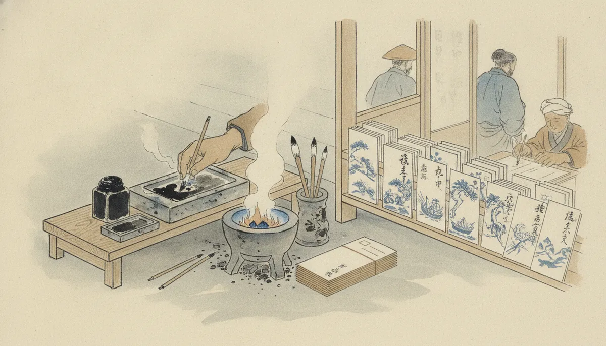 挿絵：わたしの店には、はがきを買ってその場で一筆したためていく者が多かった
