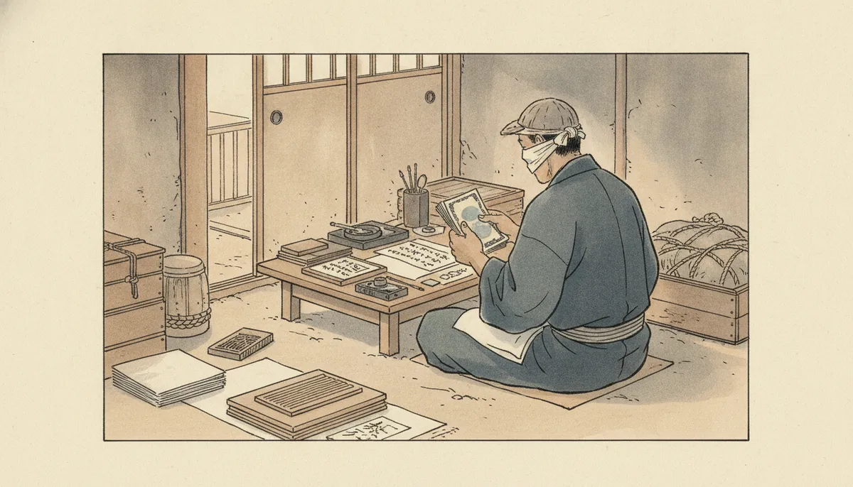 挿絵:残りの勘定は、その場で払った