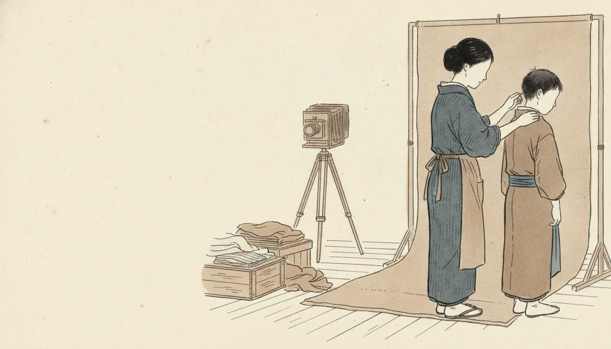挿絵:そう言って、息子の肩の埃をはらい、襟をなおし、ほつれてもいない前髪を指で整えてや