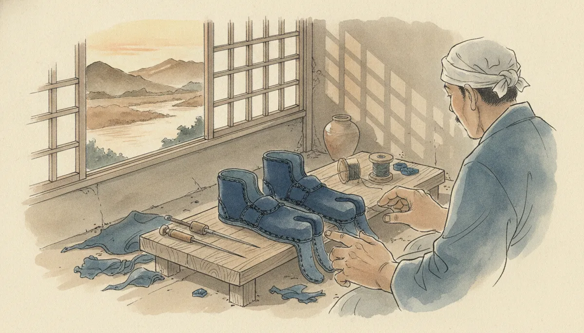 挿絵:革は、布と違って、針の通る道を自分で選ばない
