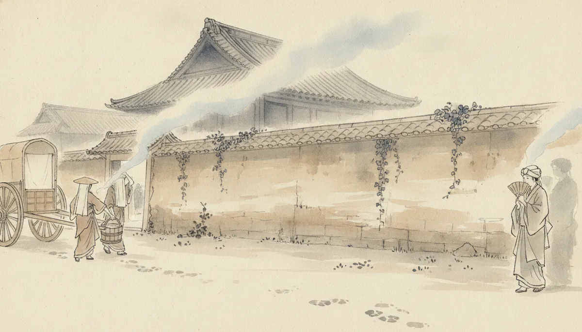 挿絵：塀のむこうからは、ときおり、ふわりと甘い匂いが流れてくる