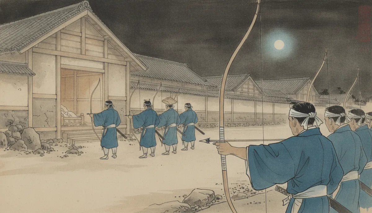挿絵：その晩、邸の男たちが、産屋の外に並んで立った