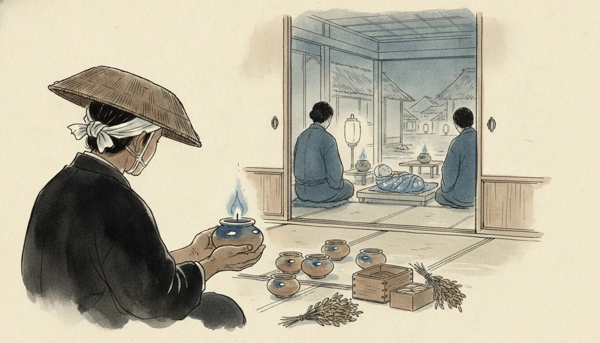挿絵：むかし、自分も産養の祝いを受けた