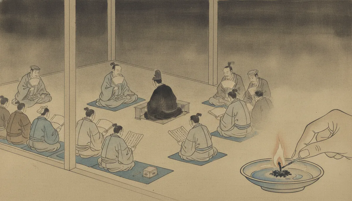 挿絵：われは末席で、灯のそばに膝をついた
